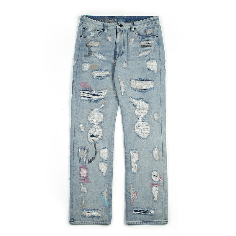 Endless Embroidered ripped vintage jeans trousers (Baggy Fit)