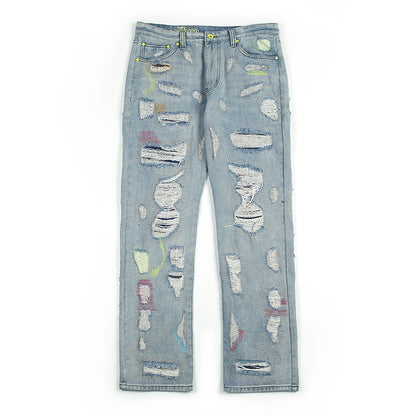 Endless Embroidered ripped vintage jeans trousers (Baggy Fit)