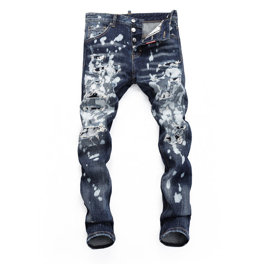 blue hand painted ripped jean (skinny fit)