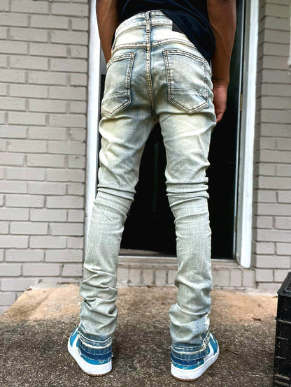 Stacked jeans (blue ripped wash)