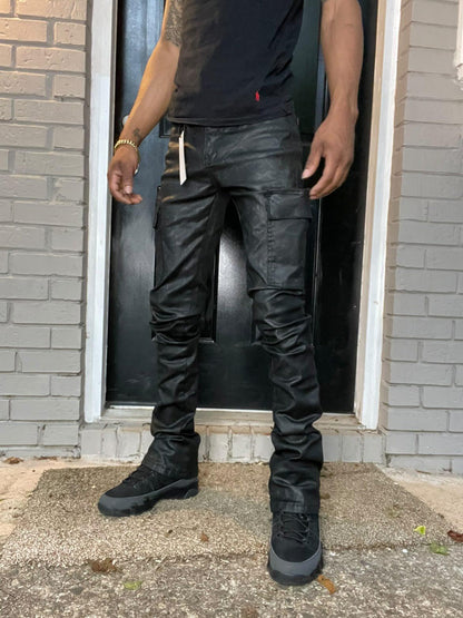 Stacked jean "Black Jean cargo" camo print