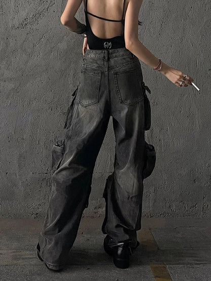 Women Baggy Stacked Jeans