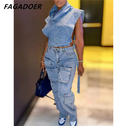 Women's FAGADOER Vintage cargo pants