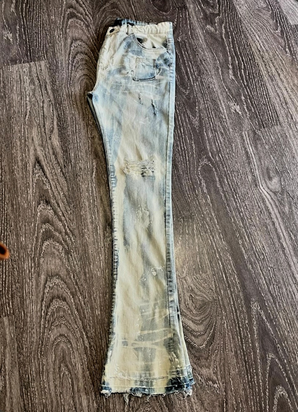 Sin in peace Miami Beach blue washed "Stacked Denim" (Custom 1 of 1) skinny fit, true to size