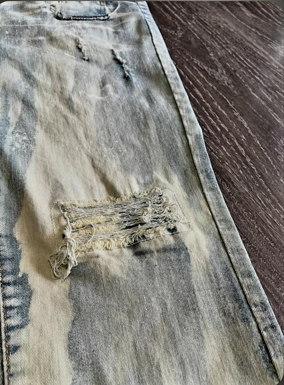 Sin in peace Miami Beach blue washed "Stacked Denim" (Custom 1 of 1) skinny fit, true to size