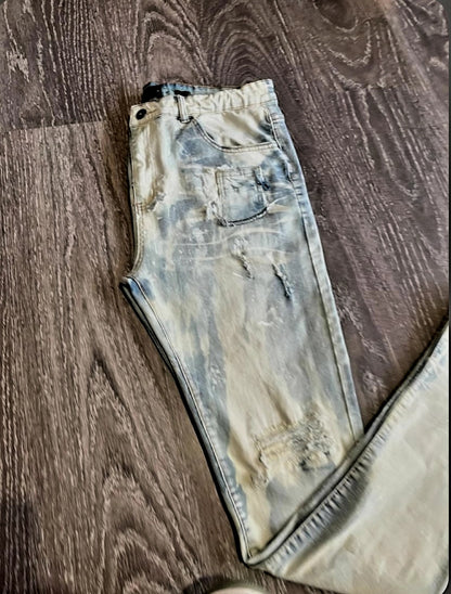 Sin in peace Miami Beach blue washed "Stacked Denim" (Custom 1 of 1) skinny fit, true to size