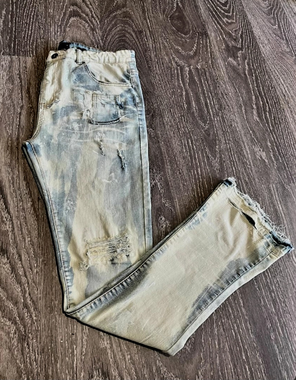 Sin in peace Miami Beach blue washed "Stacked Denim" (Custom 1 of 1) skinny fit, true to size