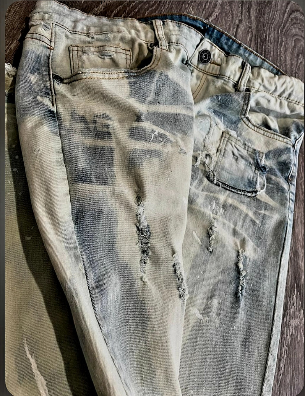 Sin in peace Miami Beach blue washed "Stacked Denim" (Custom 1 of 1) skinny fit, true to size